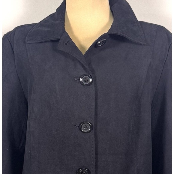 Studio Works Black Microfiber/Faux Suede Shirt Jacket 14P Button Up Lined - Picture 4 of 13